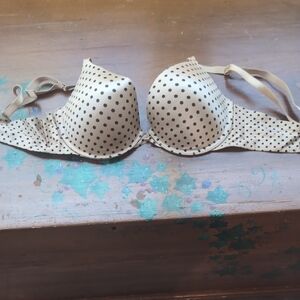Polka Dot Cream Pushup Bra 34C
